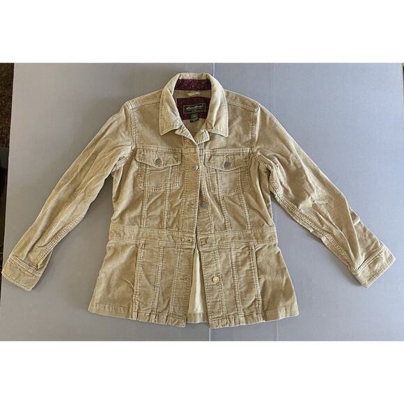 Eddie Bauer Jacket Womens Medium Authentic Outdoor Outfitter Tan Corduroy Safari - Picture 1 of 16